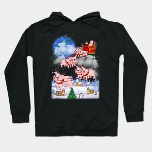 Santa Clause Drives Pig Reindeer Sleigh Hoodie